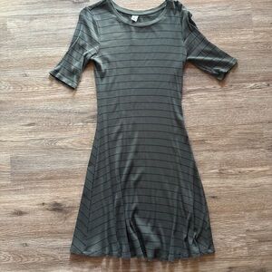 Old Navy Olive Green Striped Midi Dress